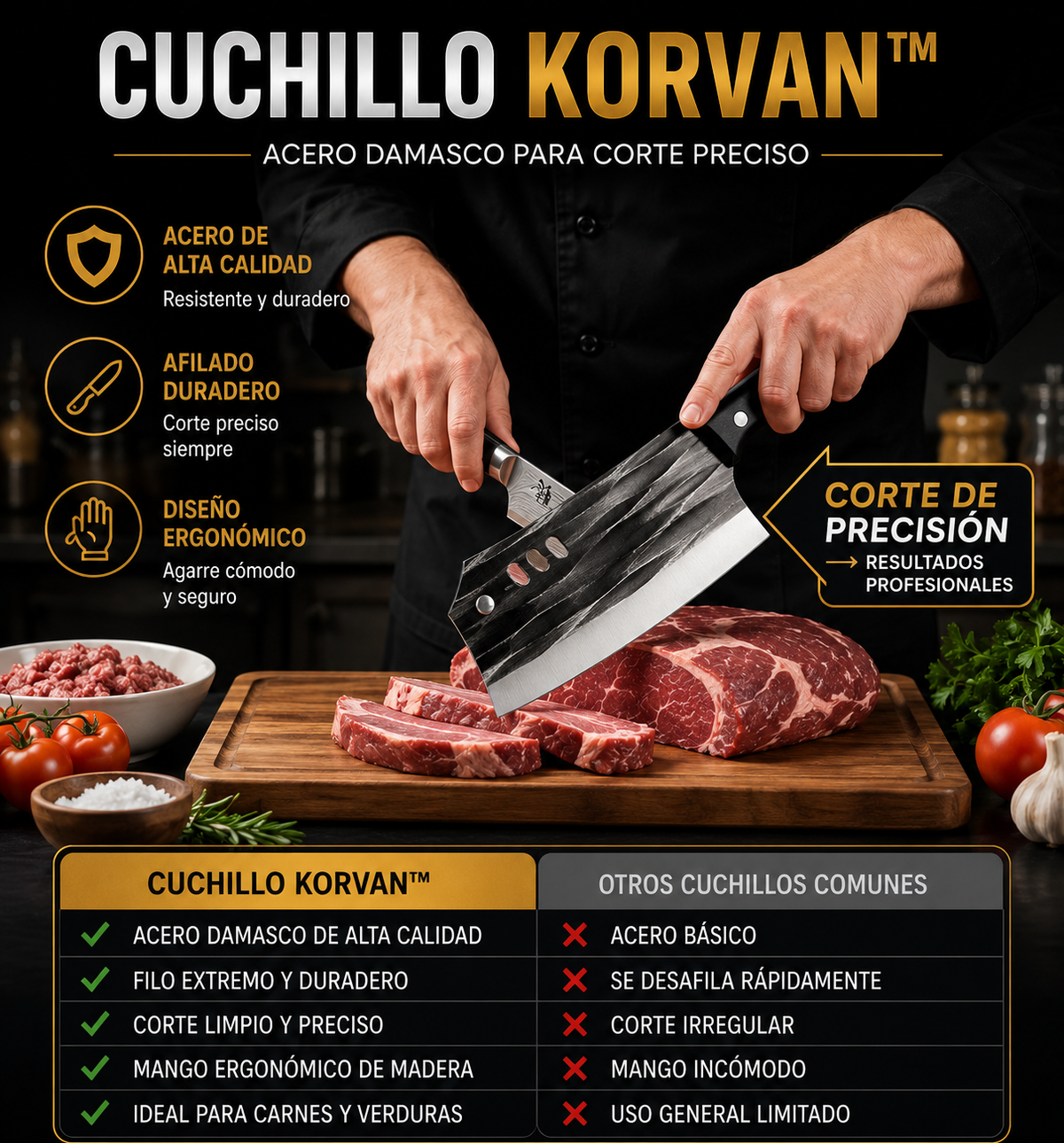 CUCHILLO KORVAN™ / FILO DE ALTA PRECISIÓN