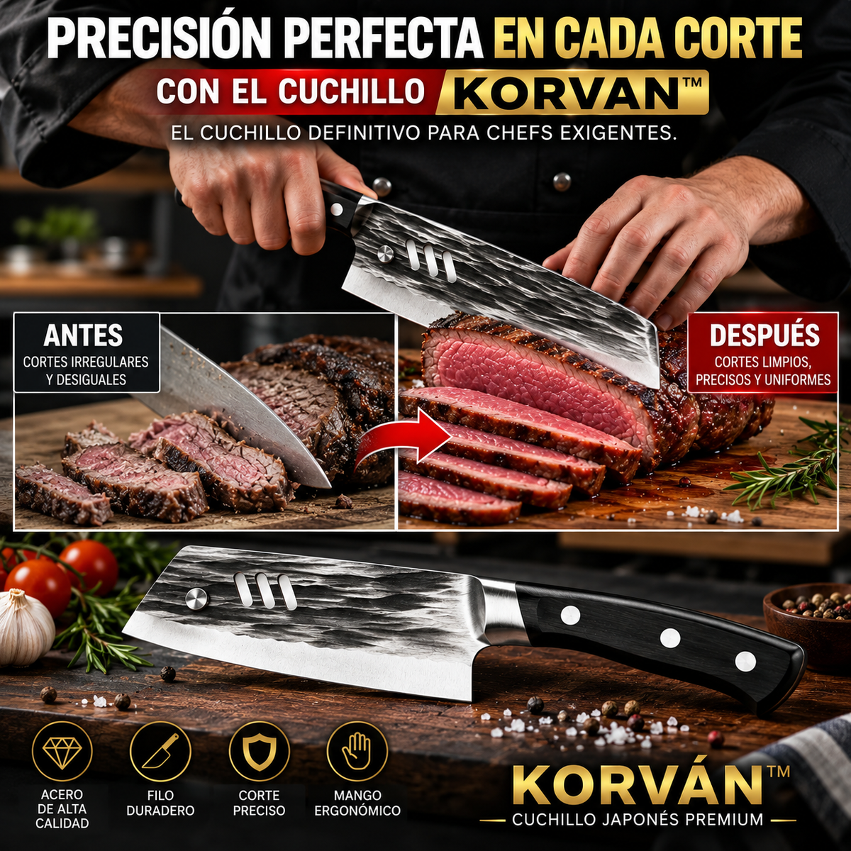 CUCHILLO KORVAN™ / FILO DE ALTA PRECISIÓN